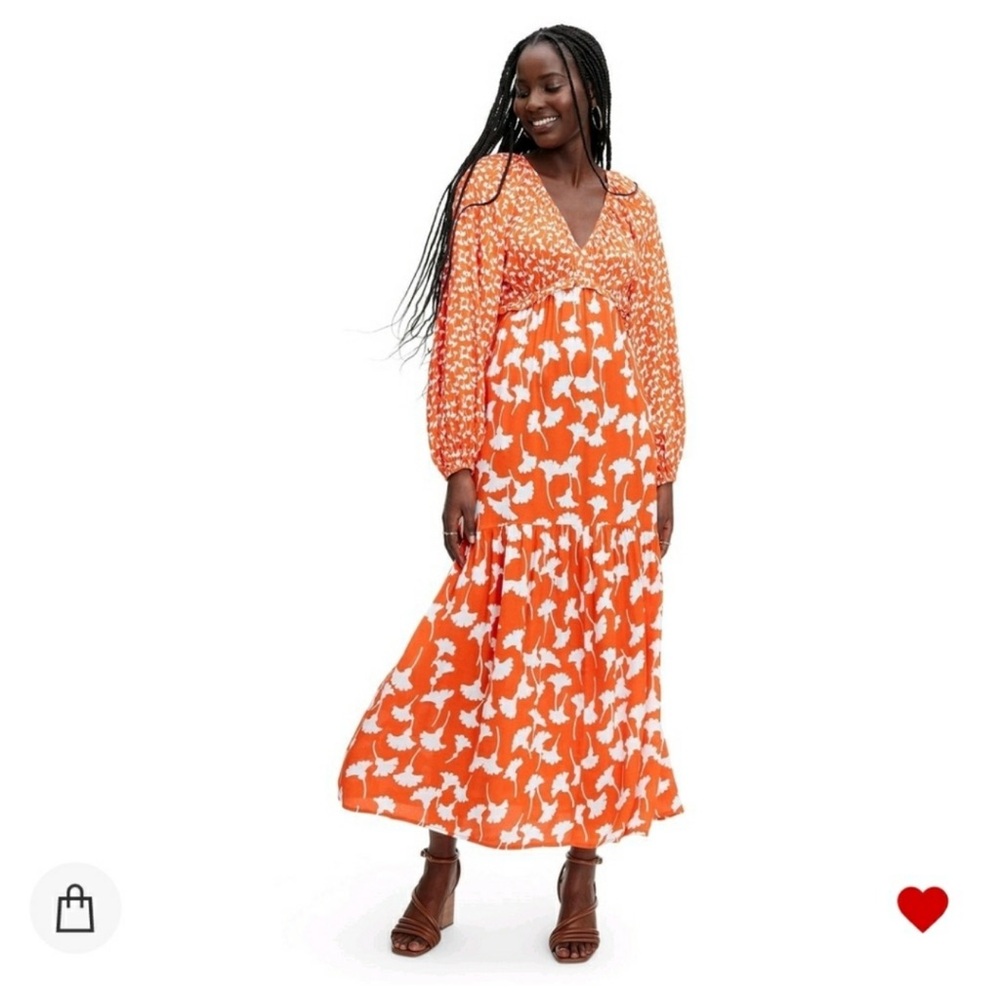 Diane Von Furstenberg✨Orange and White Maxi Dress